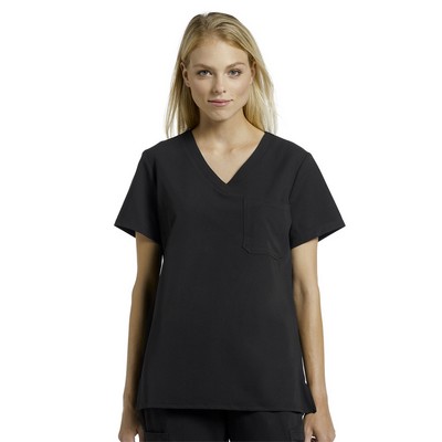 White Cross V Tess Women's V-Neck One-Pocket Scrub Shirt