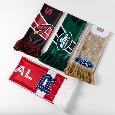 Custom dye sublimated soccer Scarves with Fringe