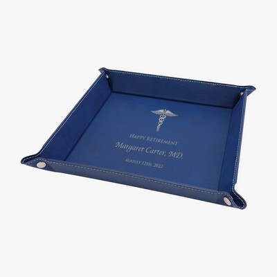 Blue/Silver Leatherette Snap Up Tray w/Silver Snaps