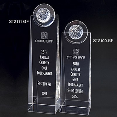 Crystal Golf Tower Trophy (9" x 3" x 2½")