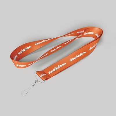 1" Orange custom lanyard printed with company logo with Jay Hook attachment 1"