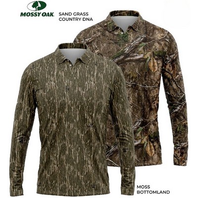 4.4 oz. Mossy Oak® Men's Polyester Interlock Long Sleeve Polo Shirt