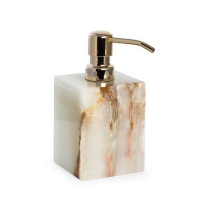 Bath Soap Dispenser in White & Tan Marble