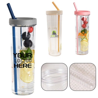 24Oz. Fruit Fusion Water Infuser Bottle with Straw