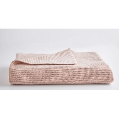 Ribbed Knit Cashmere Throw Blanket