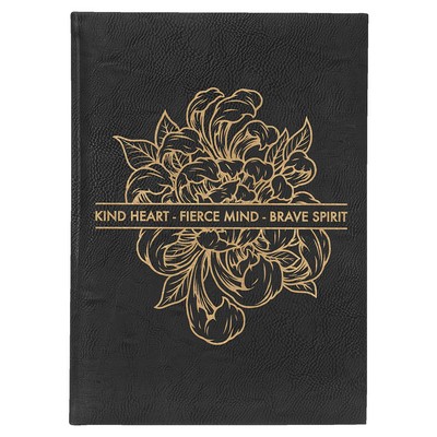 7" x 9 3/4" Black/Gold Laserable Leatherette Journal-Lined Paper