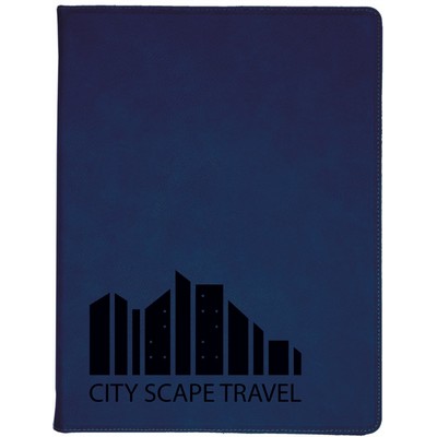 9 1/2" x 12" Blue/Black Laserable Leatherette Portfolio with Notepad