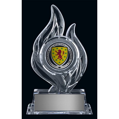 Krystal Flame Holder, Award Trophy, 7 7/"