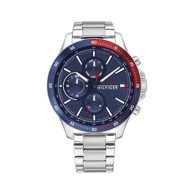 Tommy Hilfiger® Stainless Steel Watch w/Navy Blue Dial