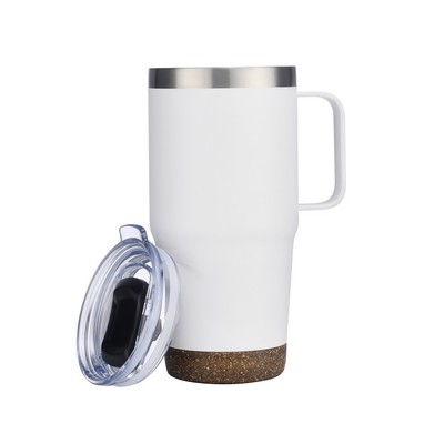 Mannitok Travel Mug with Cork Bottom, 24oz, White