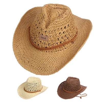 Summer Women Men Toquilla Straw Cowboy Hat