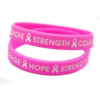 Cancer Survivor Silicone Bracelet with Pink Ribbon