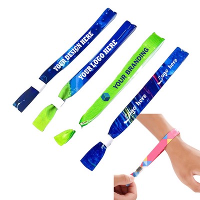 Sublimated Woven Event Wristbands w/ Locking Bead