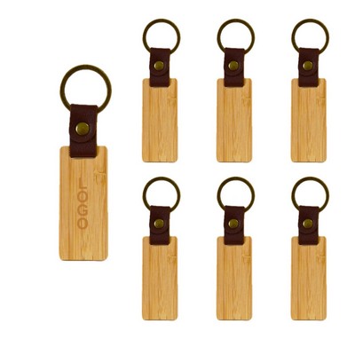 Bamboo Rectangle Car Keychain