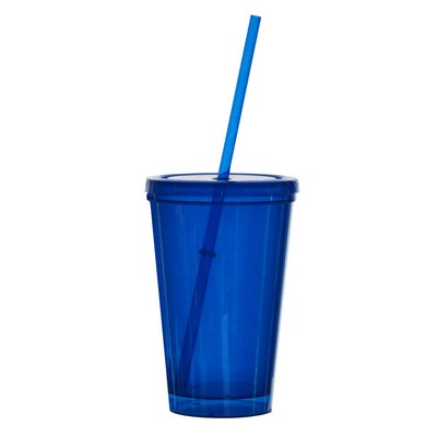 16 Oz. Bolero Tumbler w/Matching Lid & Straw (Domestically Decorated)