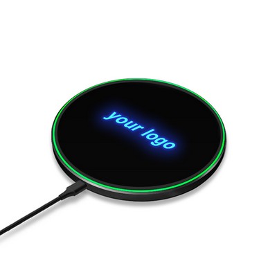 15W Wireless Charger w/LED Light Up Logo