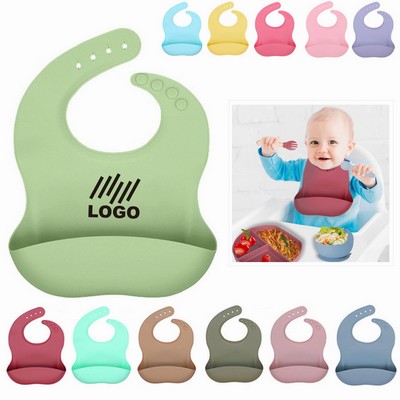 Colors Silicone Baby Bibs Food Catcher Adjustable Neckband