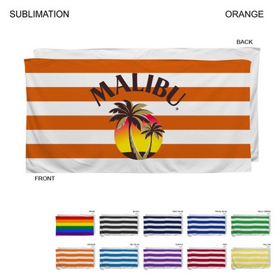 Cabana Stripe Sublimated, Heaviest Weight, Plush Velour Terry Cotton Blend Beach Towel, 30x60