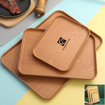 Wood Graining PP Material Serving Tray Or Dinner Tray Medium Tray