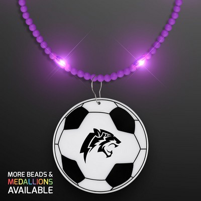 Still-Light Purple Beads with Soccer Ball Medallion - Domestic Print