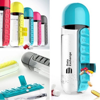 2 in 1 Weekly Pill Box Organizer and Water Bottle