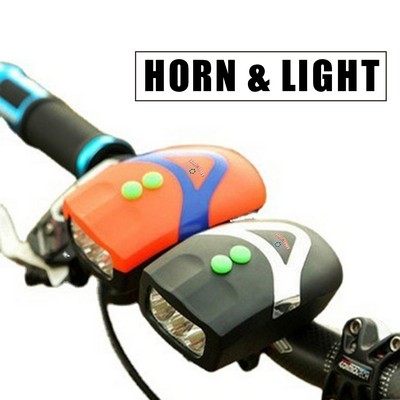 3 Adjustable Bicycle Led Head Light With Loud Warning Horn