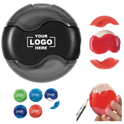 Round Dual Pencil Sharpener With Eraser