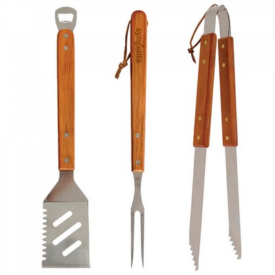 MR. BAR-B-Q 3 Piece Wood Handled Tool Set