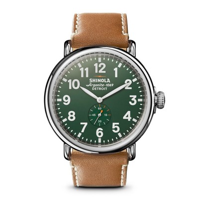 Shinola Mens' Runwell Largo Green Dial Tan Leather Strap Watch