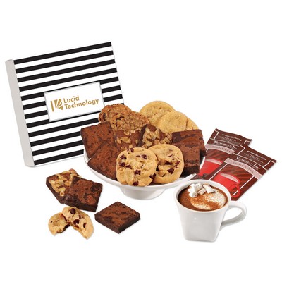 Gourmet Cookie & Brownie Gift Box with Stripes Sleeve