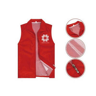 Cotton V Neckline Zipper Advertising Vest