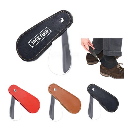 Stainless Steel Shoe Horn With Leather Cover