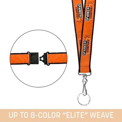 1" Woven Lanyard w/ Swivel Snap & Split Ring - "Elite" Weave