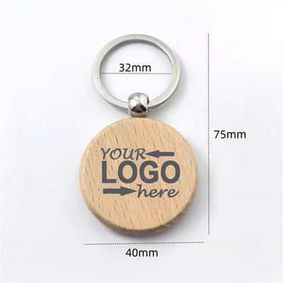 Round Wood Key Chains