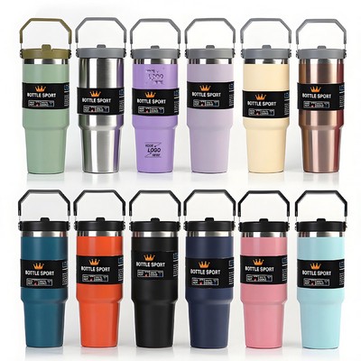 30 oz Insulated Tumbler with Handle and Straw