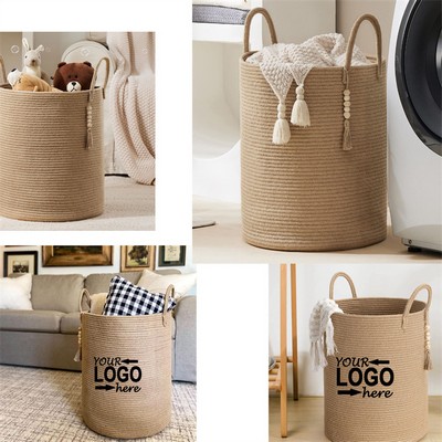 Hemp Rope Laundry Basket Storage Basket