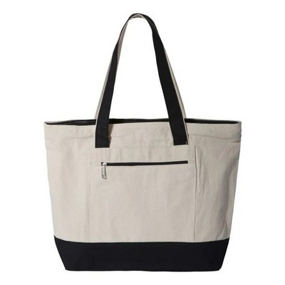 Q-Tees Zippered Cotton Canvas Tote