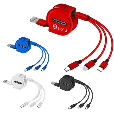 Retractable 3-In-1 Fast Charging Data Cable