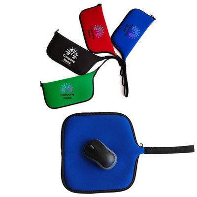 Portable Mouse Case Zipper Pouch Mousepad