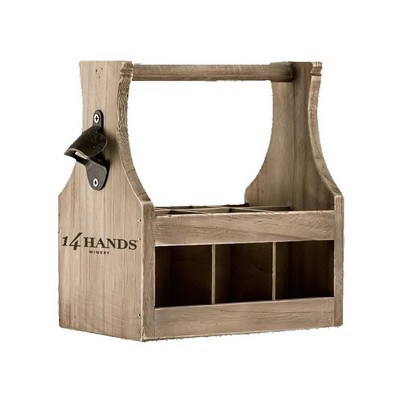 Wood Beer Bottle Caddy with Opener