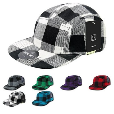 Decky Five Panel Racer Racing Buffalo Plaid Jockey Cap