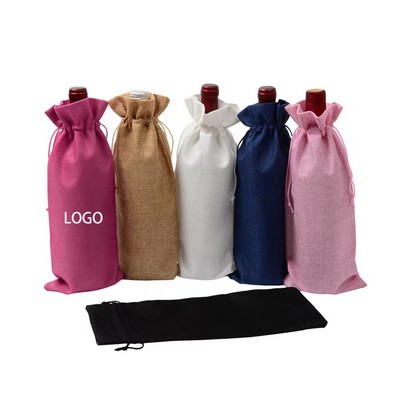 Linen Wine Bag Set for Red Wine and Champagne Gift Packaging