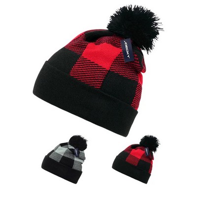 Decky Buffalo Check Plaid Pom Beanie