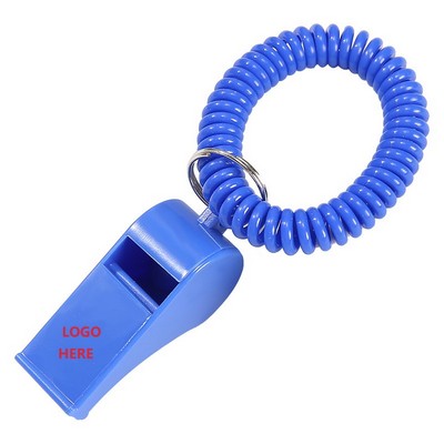 Whistle With Stretchable Coil Wrist Key Chains