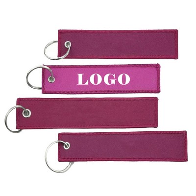 Purple Embroidery Tag Keychain