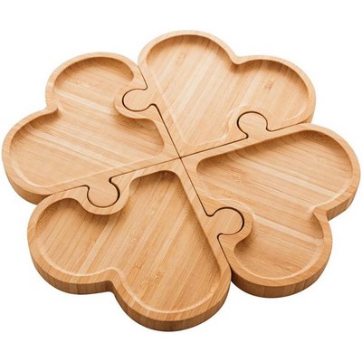 Lucky 4-leaf Shaped Bamboo Tray Set