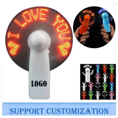 Handheld Fan With Led Flash Fan Customized Message Including Battery