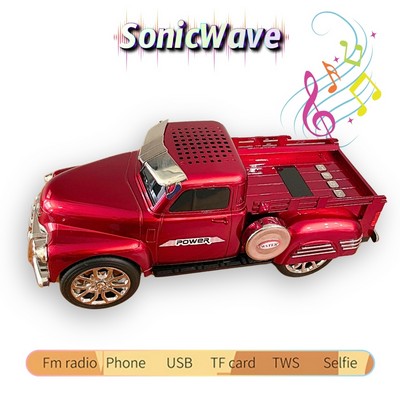 SonicWave Pickup Truck-Shaped Bluetooth Speaker with USB, TF Card, FM Radio & Selfie Function