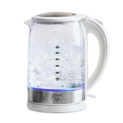 GreenLife 1.7L Qwik & Ez Electric Glass Kettle White