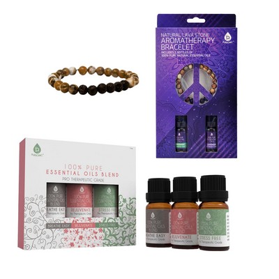 Pursonic Aromatherapy Bliss Bundle: Lava Stone Bracelet + Pure Essential Oils.